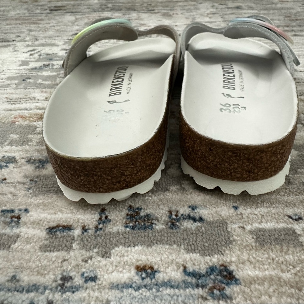 Birkenstock White Leather Madrid Big Buckle with Multicolor Buckle 36 - Picture 7 of 10